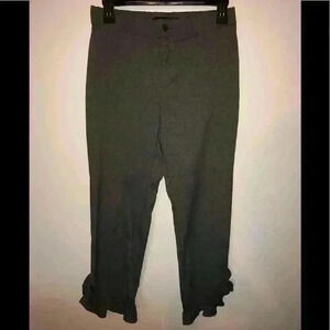 Zara Tafaluc grey ruffle hem cropped pants